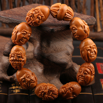 方寸间的匠心与禅意 书敏【十八罗汉】橄榄核雕手串艺术赏析
